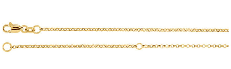 Adjustable Rolo Chain 1.5mm 18k Yellow Gold Plated Sterling Silver, 18-20''