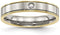 Titanium, Yellow IP Edged Gypsy-Set CZ 5mm Flat Comfort-Fit Band, Size 7.5