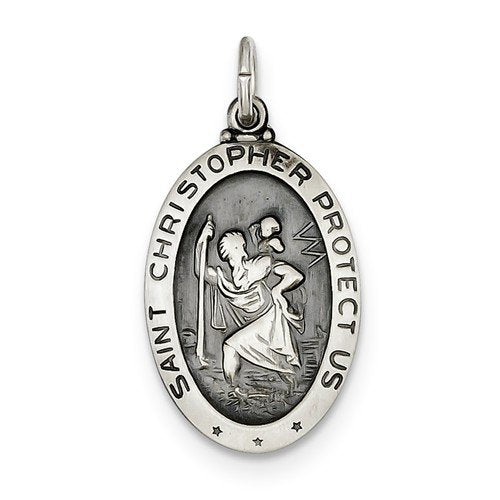 Sterling Silver St. Christopher Basketball Medal (30x15MM)