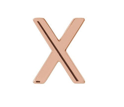 Initial Letter 'X' 14k Rose Gold Stud Earring (Single Earring)