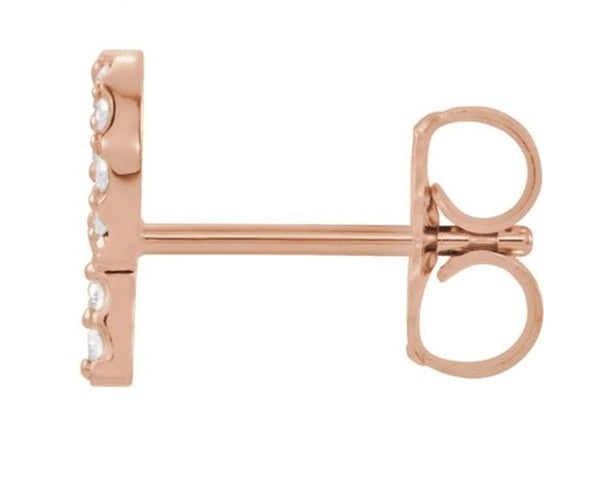 14k Rose Gold Diamond Letter 'P' Initial Stud Earring (Single Earring) (.06 Ctw, GH Color, I1 Clarity)
