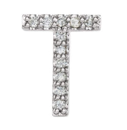 Platinum Diamond Letter 'T' Initial Stud Earring (Single Earring) (.05 Ctw, GH Color, SI2-SI3 Clarity)