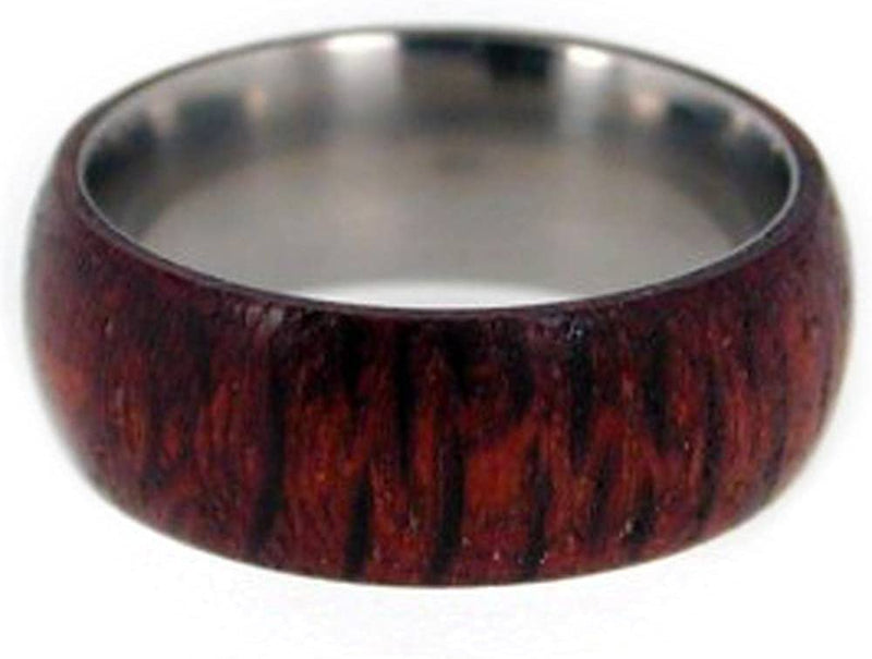 Leopardwood Dome 8mm Comfort Fit Titanium Wedding Ring, Size 6