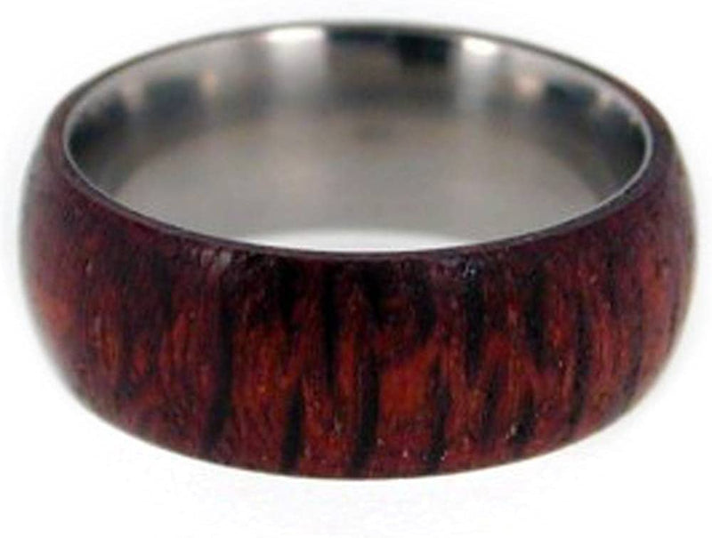 Men's Titanium Leopardwood 8mm Comfort-Fit Domed Band, Handmade, Size 15.75