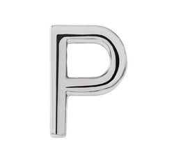 Initial Letter 'P' Rhodium-Plated 14k White Gold Stud Earring (Single Earring)