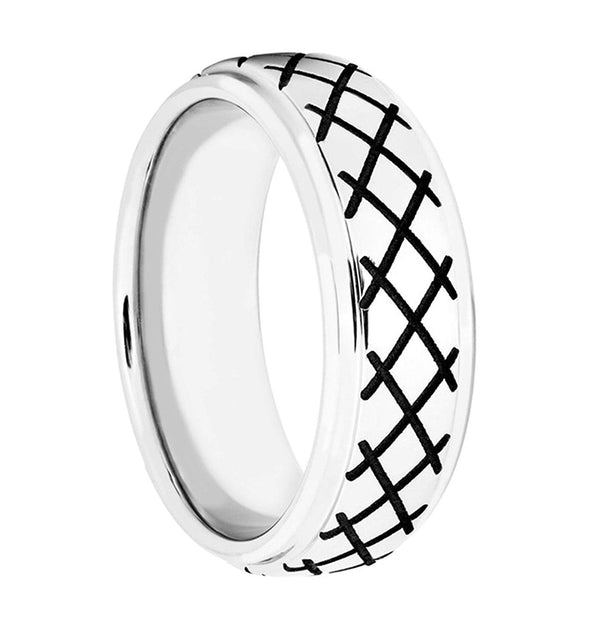 Men's Cobalt, Black Cross Hatch Design 8mm Comfort-Fit Band