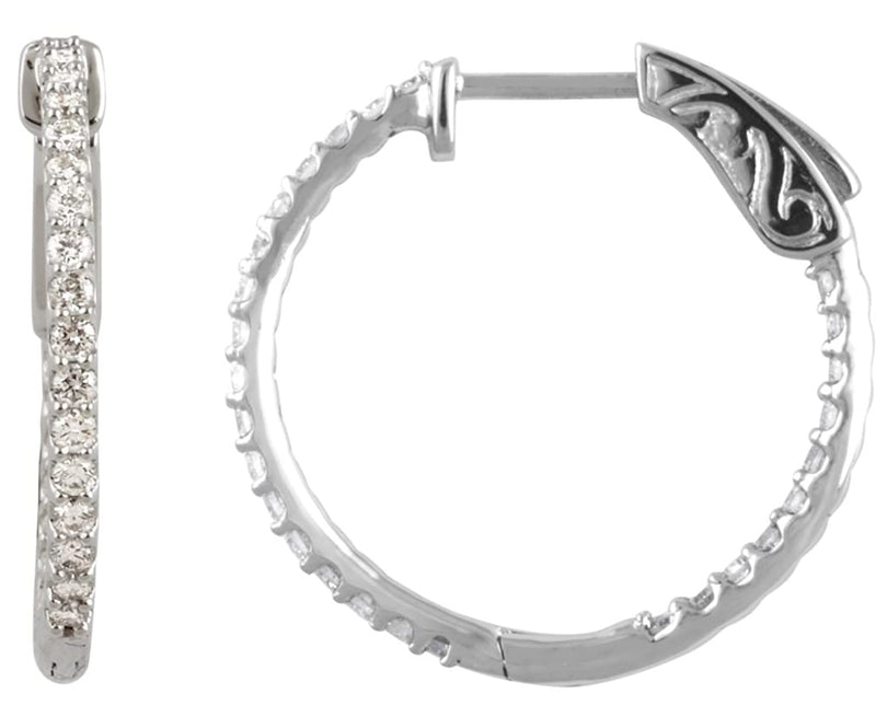 CZ Inside-Outside Hoop Earrings, Sterling Silver (41.5MM)