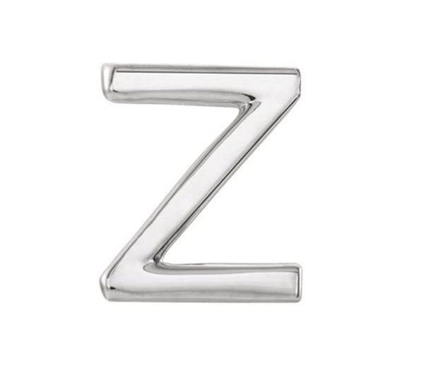 Initial Letter 'Z' Rhodium-Plated 14k White Gold Stud Earring (Single Earring)