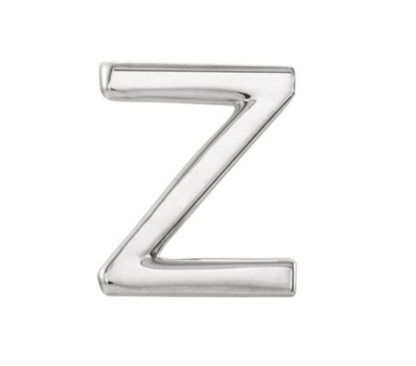 Initial Letter 'Z' Sterling Silver Stud Earring (Single Earring)