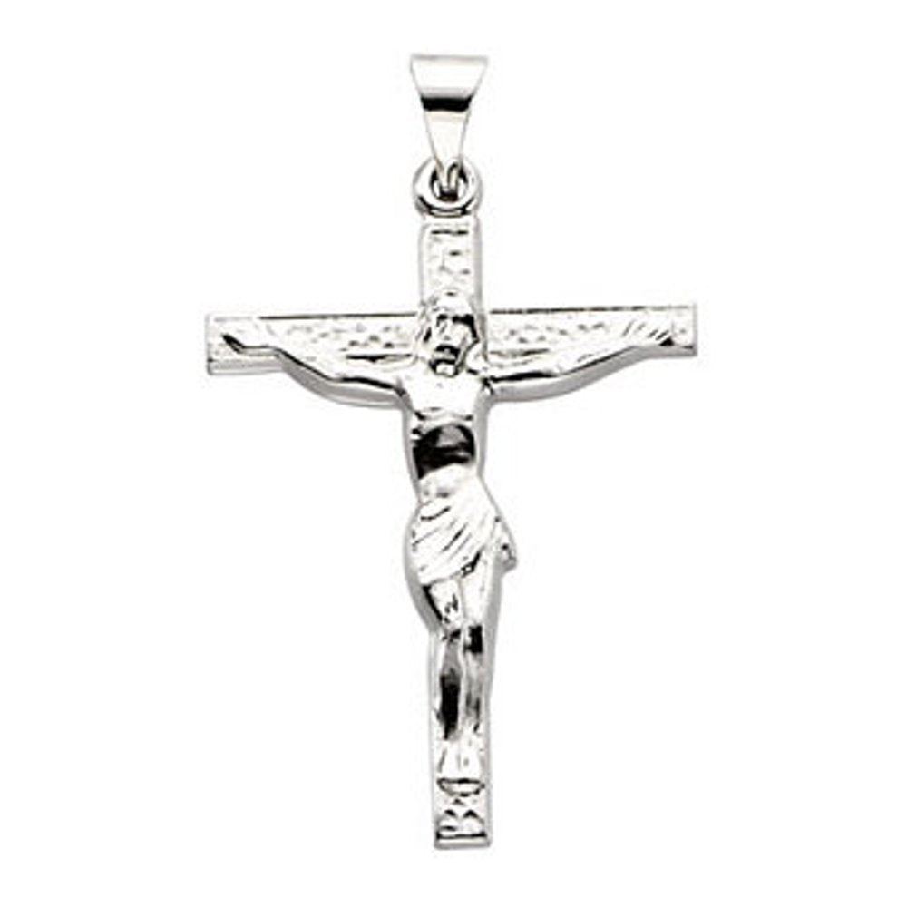 Hammered Crucifix Rhodium-Plated 14k White Gold Pendant (24.5X19.2MM)