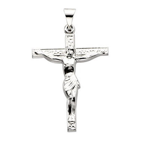 Hammered Crucifix Rhodium-Plated 14k White Gold Pendant (24.5X19.2MM)