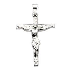 Hammered Crucifix Sterling Silver Pendant (24.5X19.2MM)