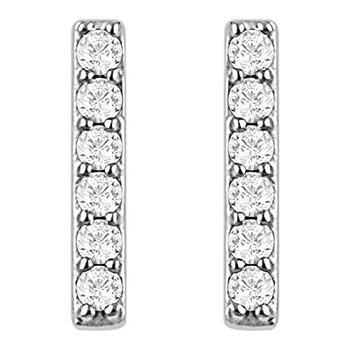 Diamond Vertical Bar Earrings, Rhodium-Plated 14k White Gold ( 1/10 Ctw, Color H+, Clarity I1)