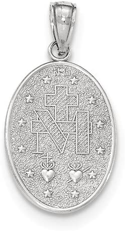 Rhodium-Plated 14k White Gold Large Miraculous Medal Pendant