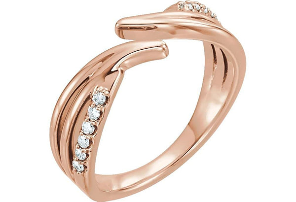 Diamond Bypass Ring, 14k Rose Gold, Size 7 (.125 Ctw, G-H Color, I1 Clarity)