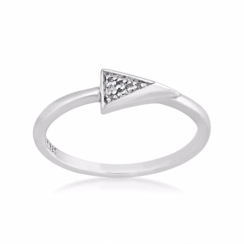 The Men's Jewelry Store (for HER) Diamond Contemporary Triangle Ring, Rhodium Plated Sterling Silver (.021 Ctw)