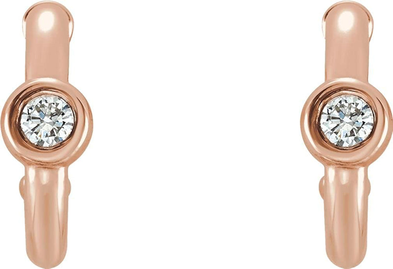Diamond J-Hoop Earrings, 14k Rose Gold (.25 Ctw, G-H Color, I1 Clarity )