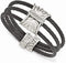 Black Titanium Memory Cable .35 Ctw White Sapphire Argentium Sterling Silver 12mm Flex Cuff Bracelet, 6"