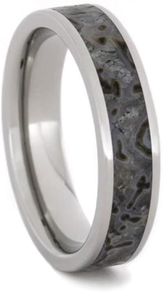 Dinosaur Bone 6mm Titanium Comfort-Fit Wedding Band, Size 9