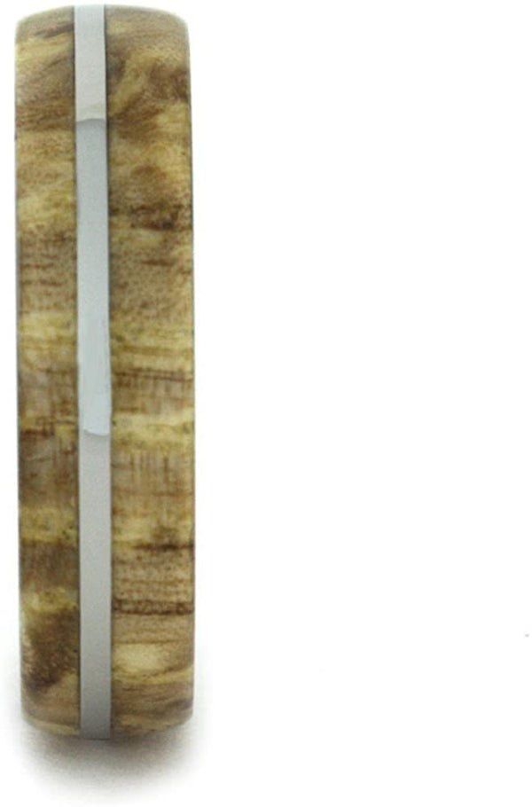 Black Ash Burl Wood with Titanium Pinstripe 6mm Comfort-Fit Titanium Wedding Band, Size 11.25