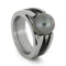 Grey Tahitian Pearl, Ziricote Wood Engagement Ring, Ziricote Wood Titanium Wedding Band, Bridal Set