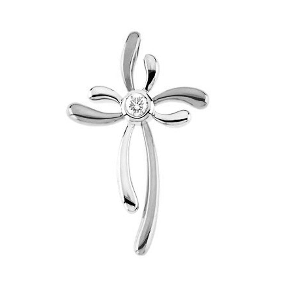 Diamond Cross 14k White Gold Pendant (.1 Ct, G-H Color, SI1 Clarity)