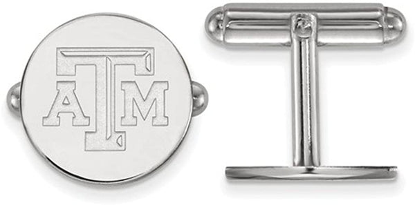 Rhodium-Plated Sterling Silver Texas A and M University Cuff Links, 15 Millimeters