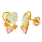 Graduated Leaves Stud Earrings, 10k Yellow Gold, 12k Green and Rose Gold Black Hills Gold Motif