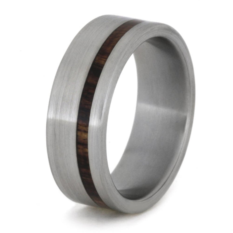 King Wood Inlay 7mm Comfort-Fit Brushed Titanium Wedding Band, Size 10.25