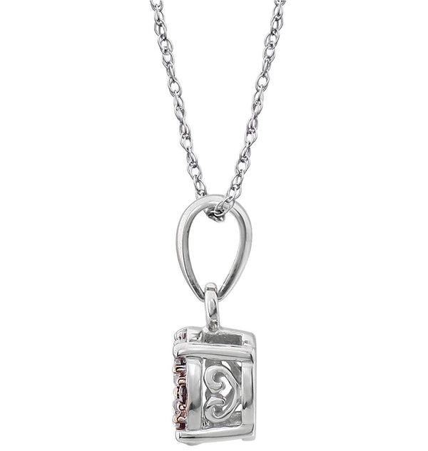 Brown Diamond Pendant Necklace in Rhodium Plate 14k White Gold, 18" (1/5 Cttw)