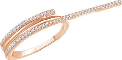 Diamond Two-Finger Ring, 14k Rose Gold, Size 7 (0.25 Ctw, H+ Color, I1 Clarity)