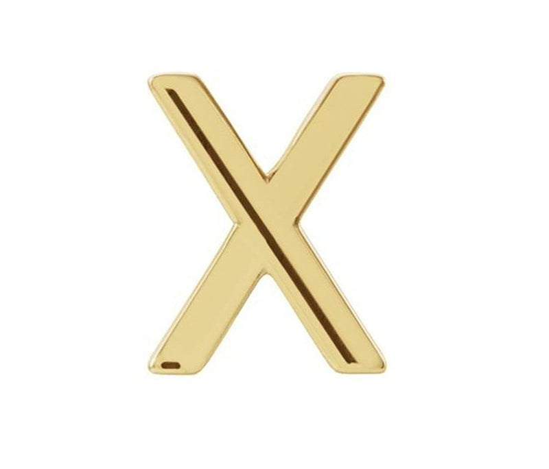 Initial Letter 'X' 14k Yellow Gold Stud Earring (Single Earring)