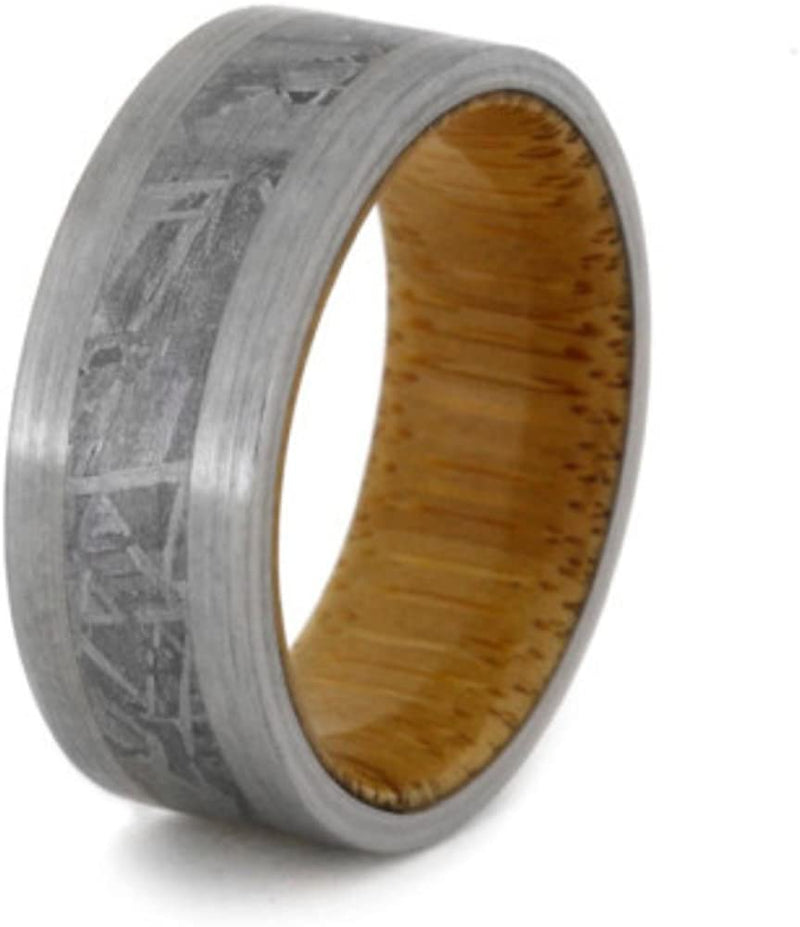 Gibeon Meteorite, Brushed Titanium 8mm Comfort-Fit Bamboo Wedding Band