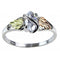 Marquise CZ with Leaf Slim-Profile Ring, Sterling Silver, 12k Green and Rose Gold Black Hills Gold Motif