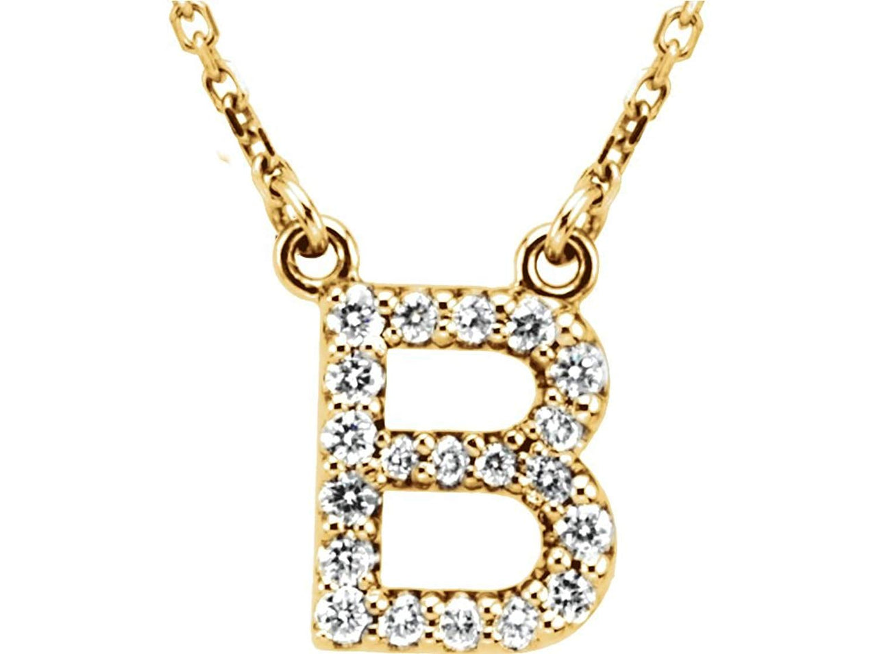 14k Yellow Gold Diamond Initial 'B' 1/6 Cttw Necklace, 16" (GH Color, I1 Clarity)