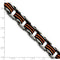 Men's Polished Stainless Steel 12mm Black And Orange Polyurethane Bracelet, 8.5"