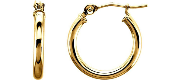 Tube Hoop Earrings, 14k Yellow Gold (15mm)