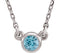 Blue Zircon Solitaire Rhodium Plate 14k White Gold Pendant Necklace, 16"