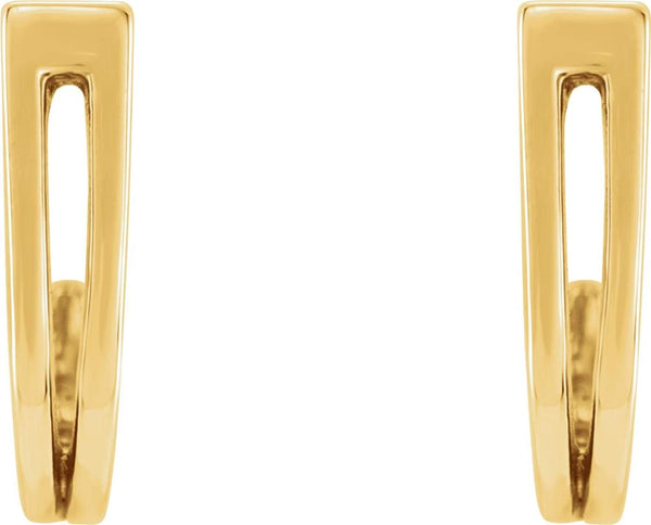 Geometric J-Hoop Earrings, 14k Yellow Gold