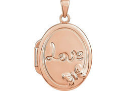14k Rose Gold-Plated Sterling Silver 'Love' Locket Pendant
