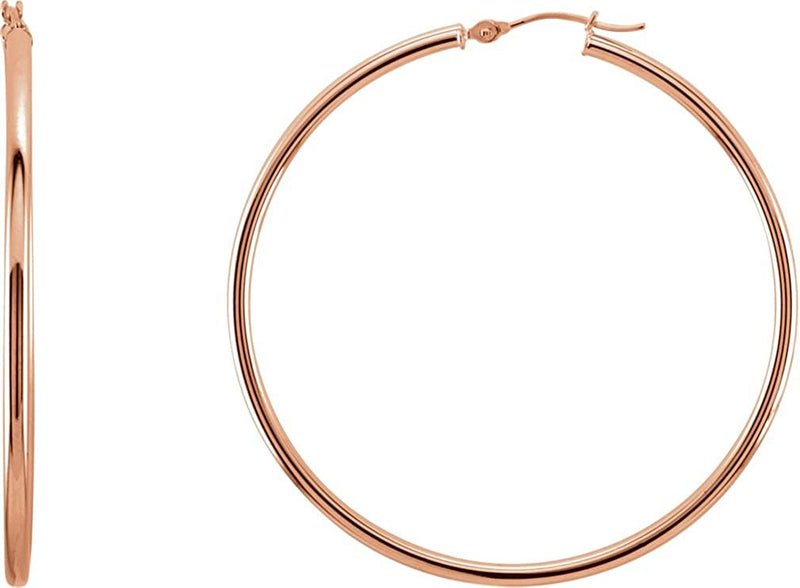 Tube Hoop Earrings, 14k Rose Gold (15mm)