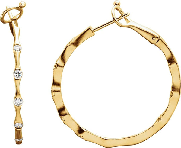 Diamond Inside-Outside Hoop Earrings, 14k Yellow Gold (1/2 Ctw, Color H -I, Clarity I1)