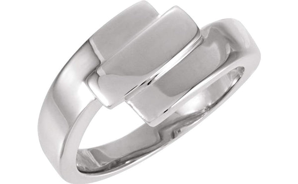 Three Step Fashion Band, 12.25mm Rhodium-Plated 14k White Gold, Size 6