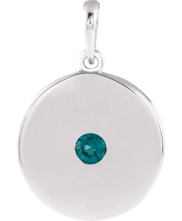 Round Alexandrite Disc Pendant, Sterling Silver