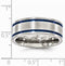 Edward Mirell Brushed Titanium Double Blue Grooved Anodized 8mm Flat Wedding Band, Size 11.5