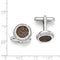 Rhodium-Plated Sterling Silver, Pave Brown Cubic Zirconia Brilliant Embers Coin Cuff Links, 16MM