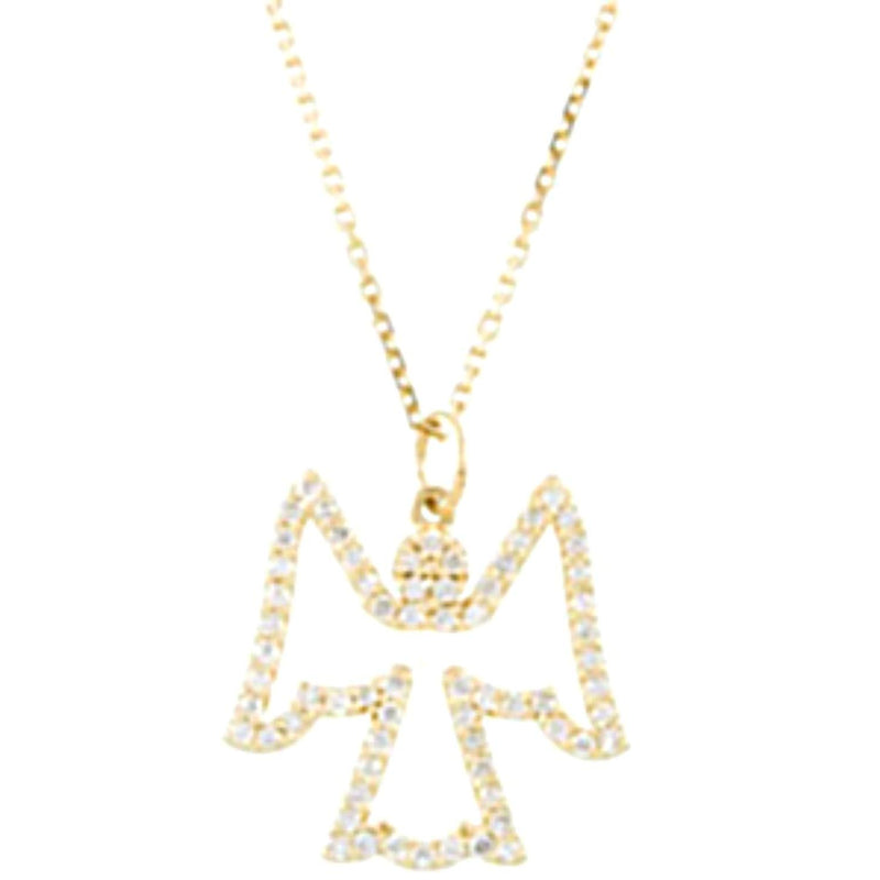 Diamond 'Angel' 14k Yellow Gold Pendant Necklace, 16" (1/3 Cttw)