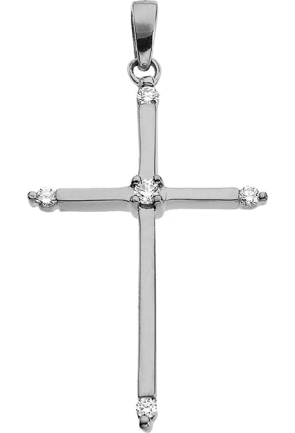 Diamond Petite Cross 14k White Gold Pendant (.1 Ctw, G-H Color, SI1 Clarity)