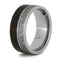 Bezel-Set Diamond, Dinosaur Bone, Gibeon Meteorite 8mm Comfort-Fit Titanium Band