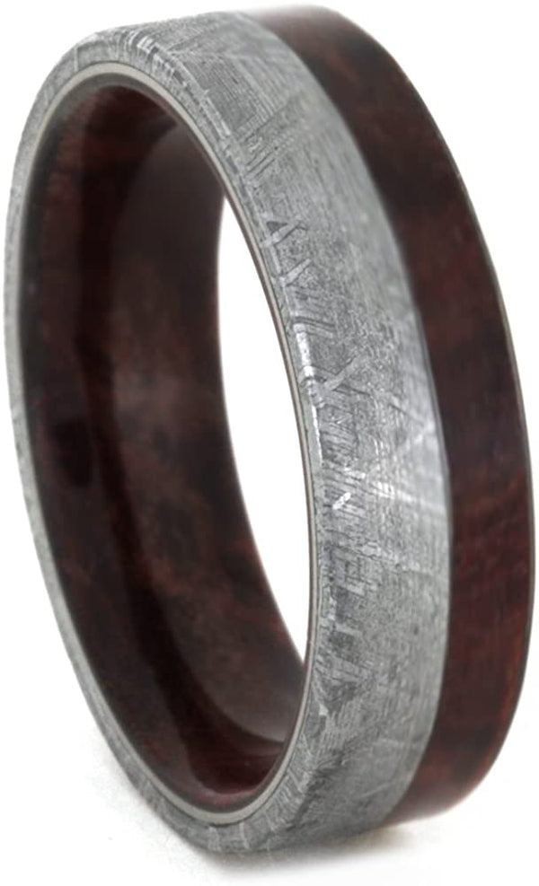 Gibeon Meteorite 7mm Comfort-Fit Ruby Redwood Band, Size 14.25